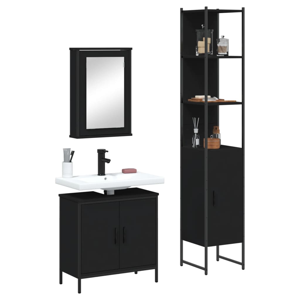 Bathroom Furniture Set With Door 3 Pcs Brown 33 X 33 X 185.5 Cm
