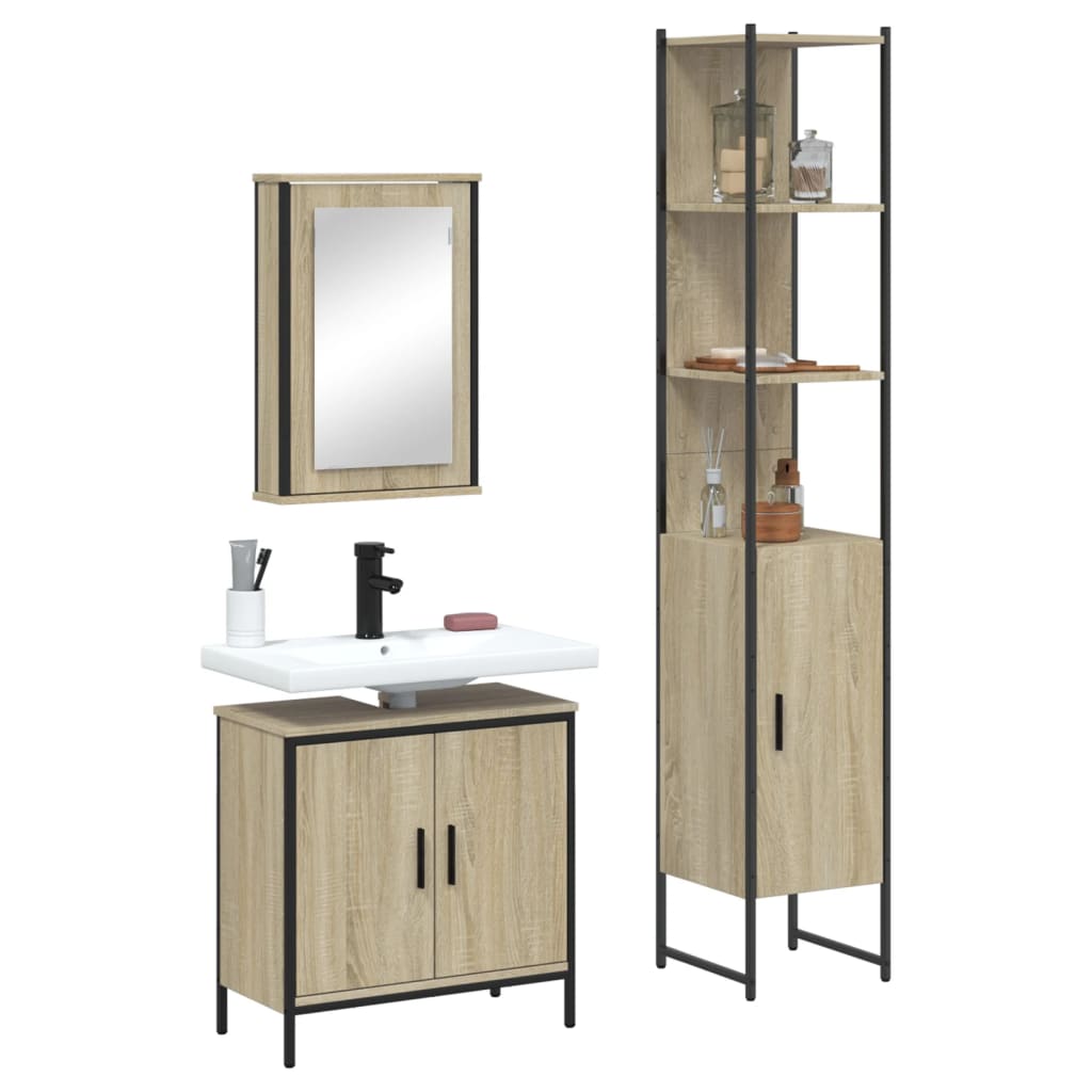 Bathroom Furniture Set With Door 3 Pcs Brown 33 X 33 X 185.5 Cm