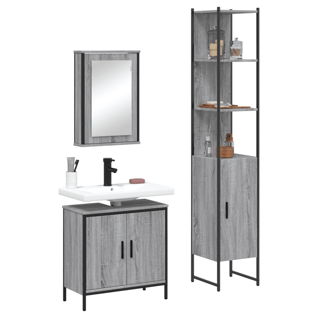 Bathroom Furniture Set With Door 3 Pcs Brown 33 X 33 X 185.5 Cm