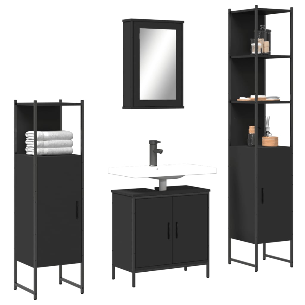 Bathroom Furniture Set With Door 4 Pcs Brown 33 X 33 X 185.5 Cm