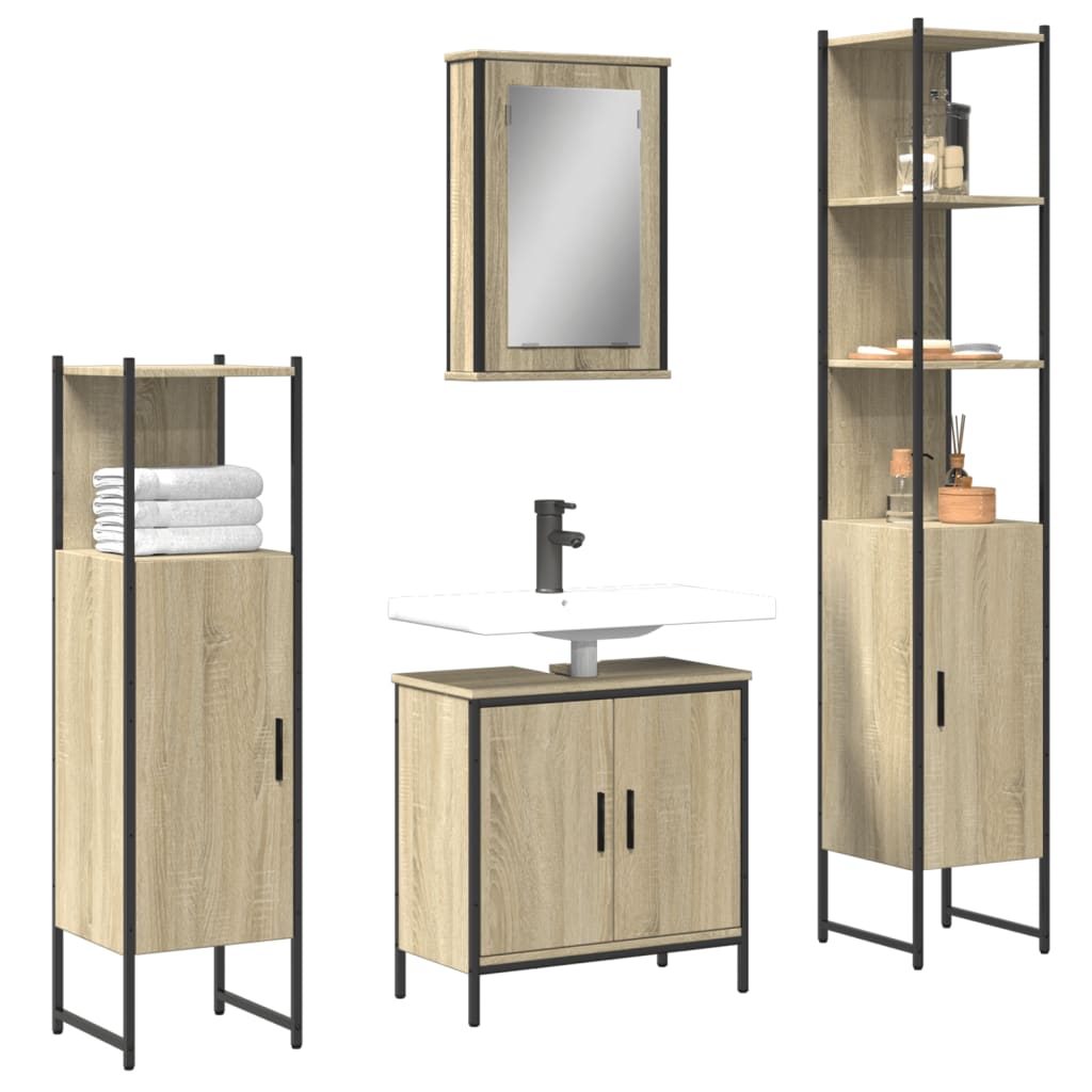 Bathroom Furniture Set With Door 4 Pcs Brown 33 X 33 X 185.5 Cm