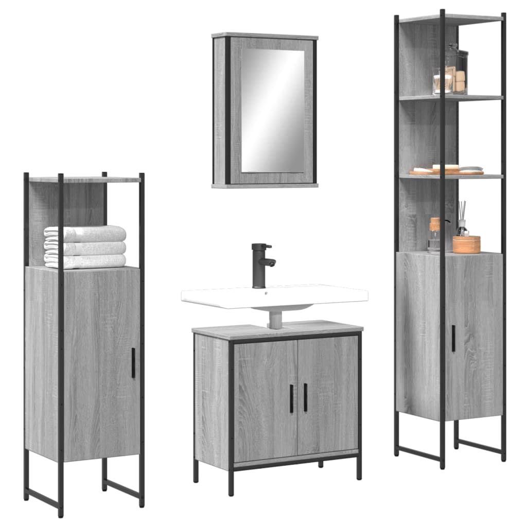 Bathroom Furniture Set With Door 4 Pcs Brown 33 X 33 X 185.5 Cm