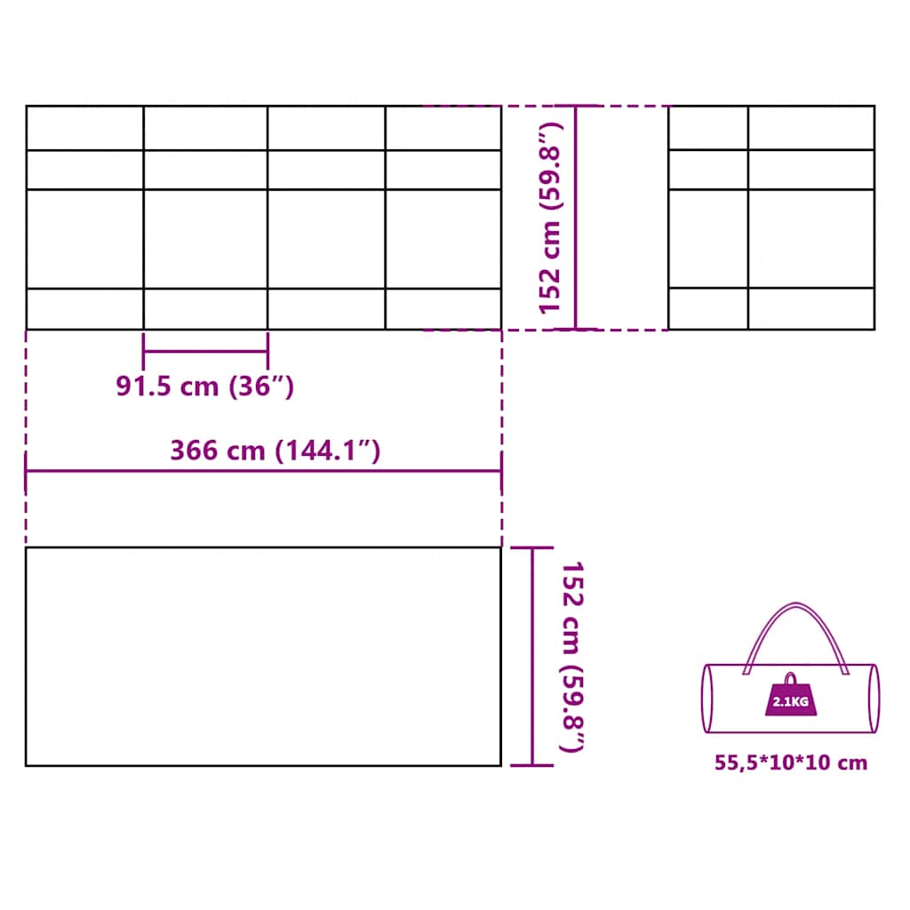 Camping Windbreak 366X152X152 Cm Waterproof