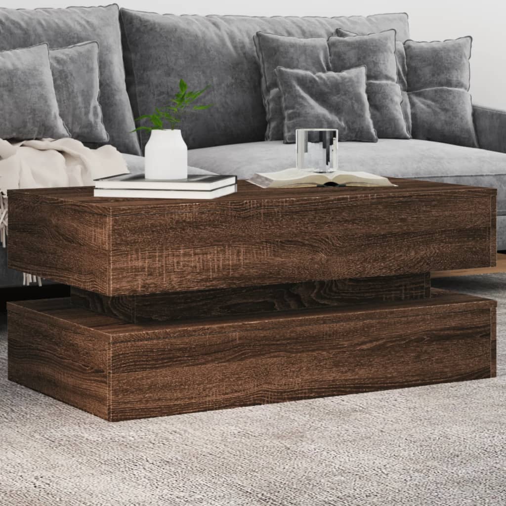Coffee Table With Led Lights 90X50X40 Cm