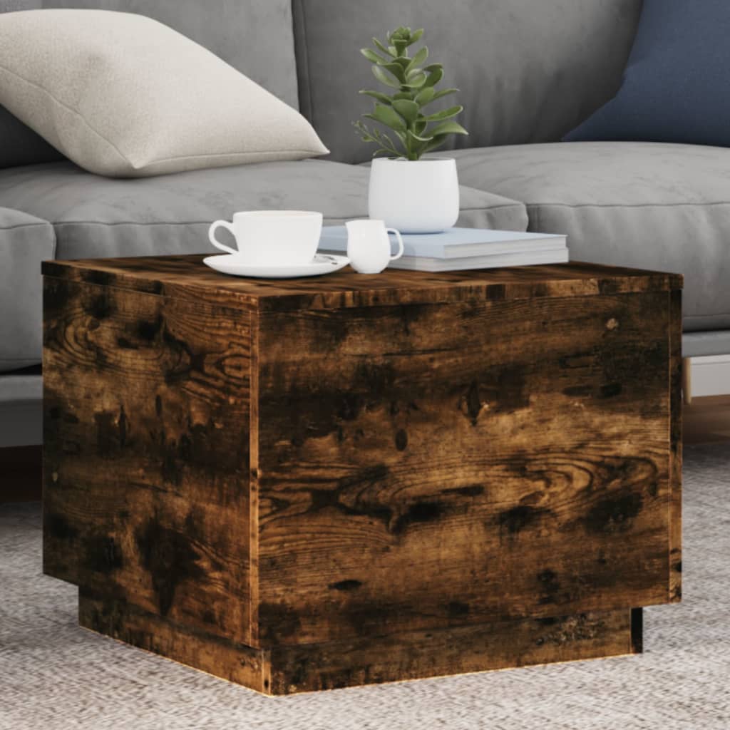 Coffee Table With Led Lights 90X50X40 Cm