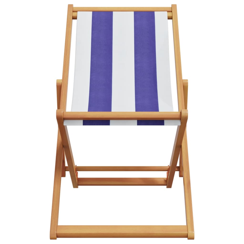 Folding Beach Chair Solid Wood Eucalyptus And Fabric