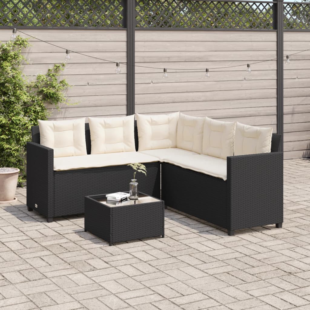 Garden Sofa With Table And Cushions L-Shaped Poly Rattan