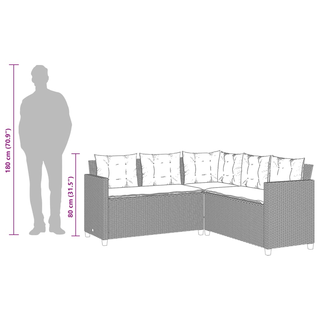 Garden Sofa With Table And Cushions L-Shaped Poly Rattan