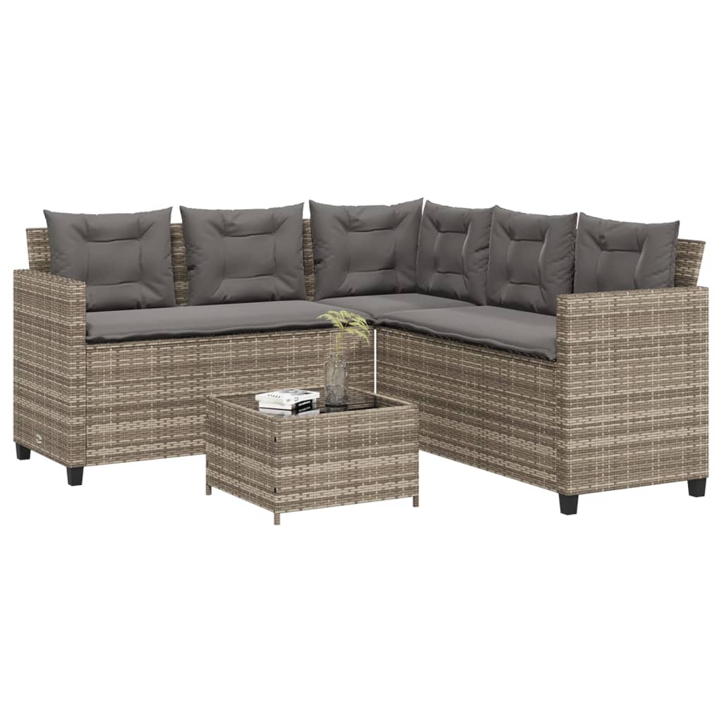 Garden Sofa With Table And Cushions L-Shaped Poly Rattan