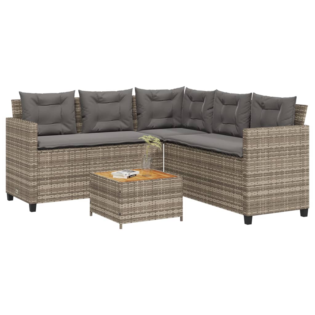 Garden Sofa With Table And Cushions L-Shaped Poly Rattan