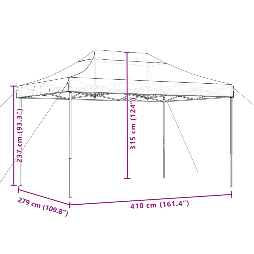 Foldable Party Tent Pop-Up 410X279X315 Cm