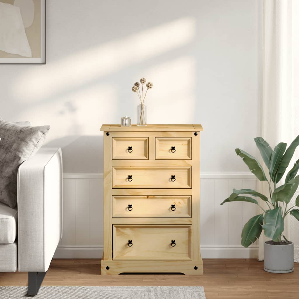 Chest Of Drawers Corona 80X43X114 Cm Solid Wood Pine