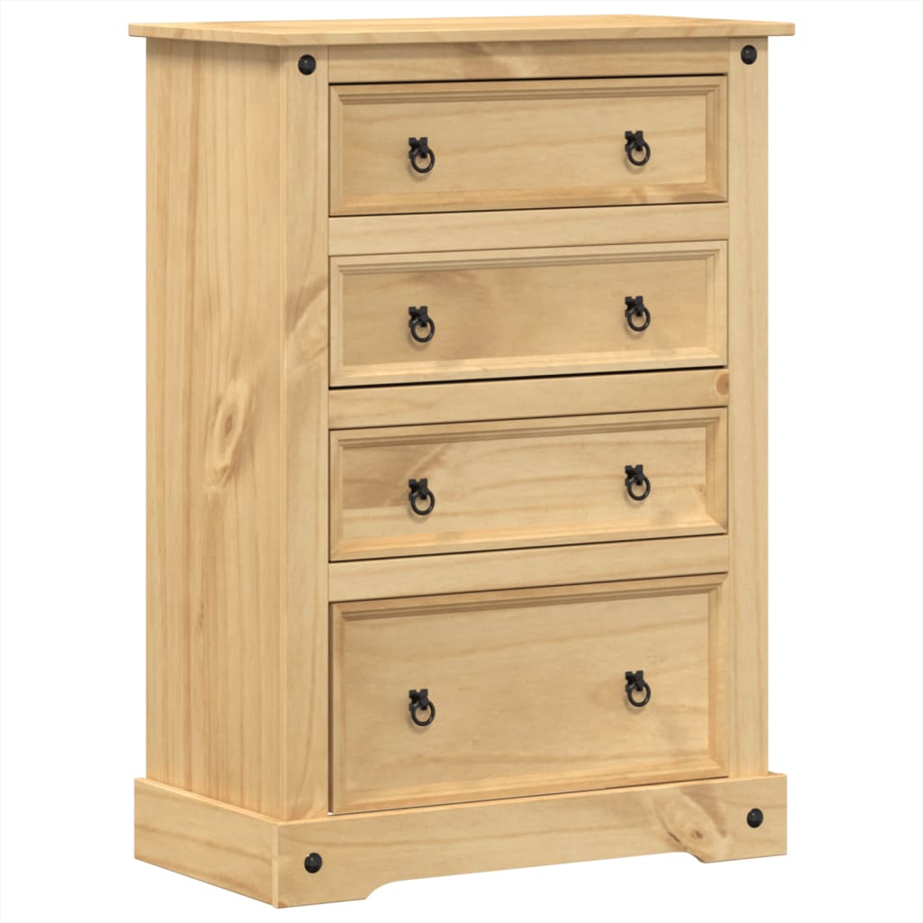 Chest Of Drawers Corona 80X43X114 Cm Solid Wood Pine