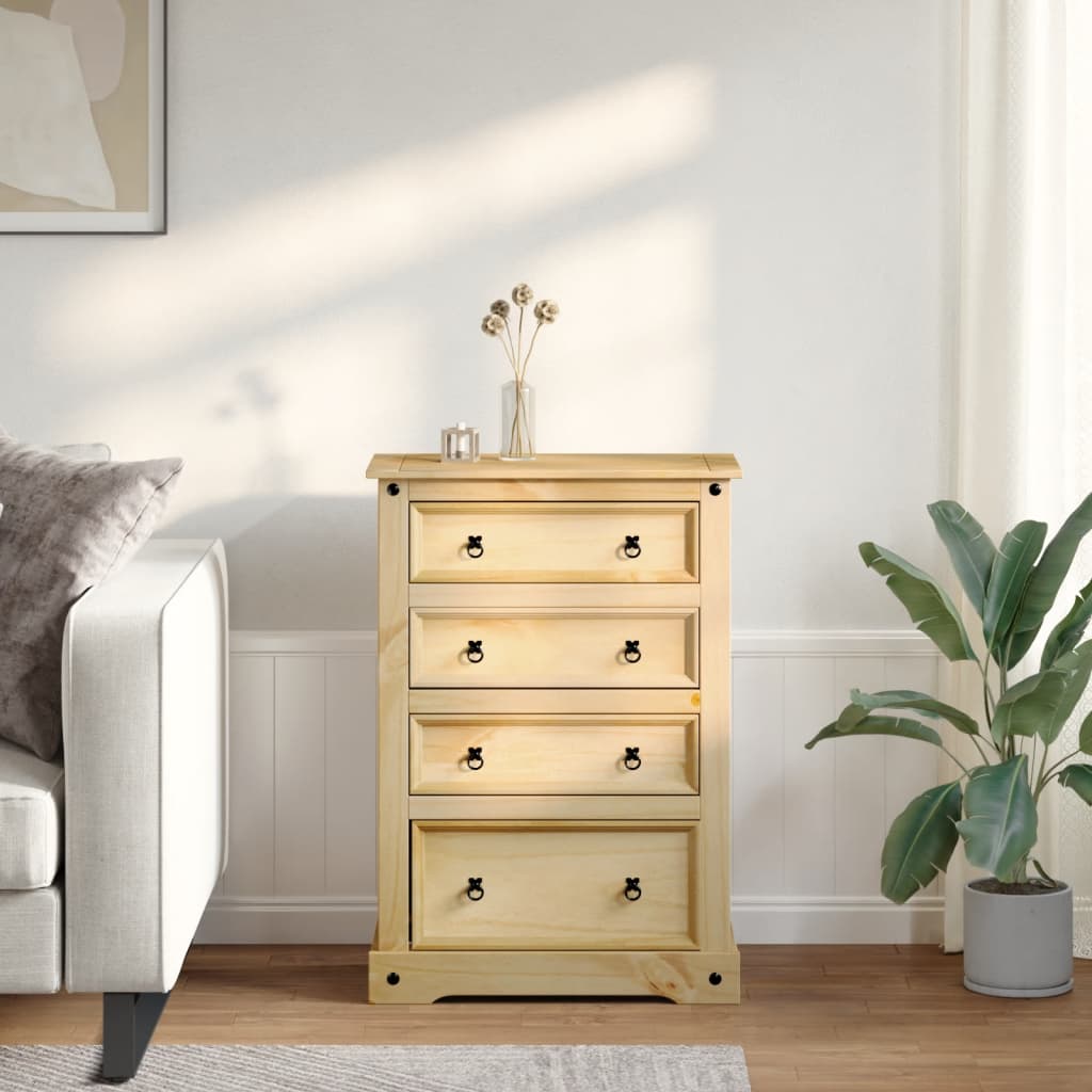 Chest Of Drawers Corona 80X43X114 Cm Solid Wood Pine