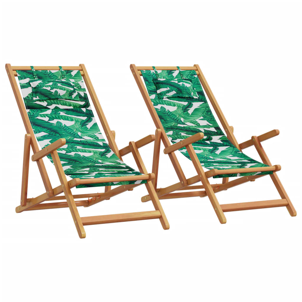 Folding Beach Chair Solid Wood Eucalyptus And Fabric