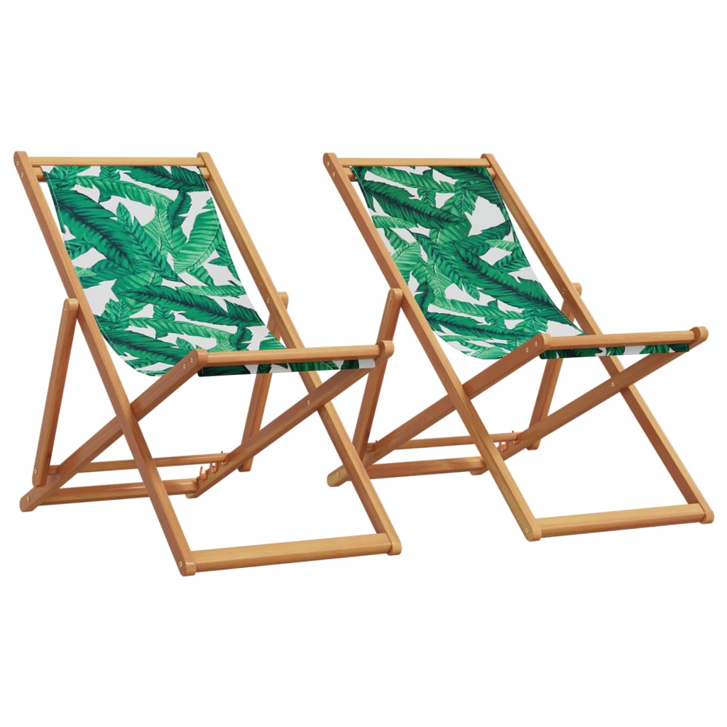 Folding Beach Chair Solid Wood Eucalyptus And Fabric