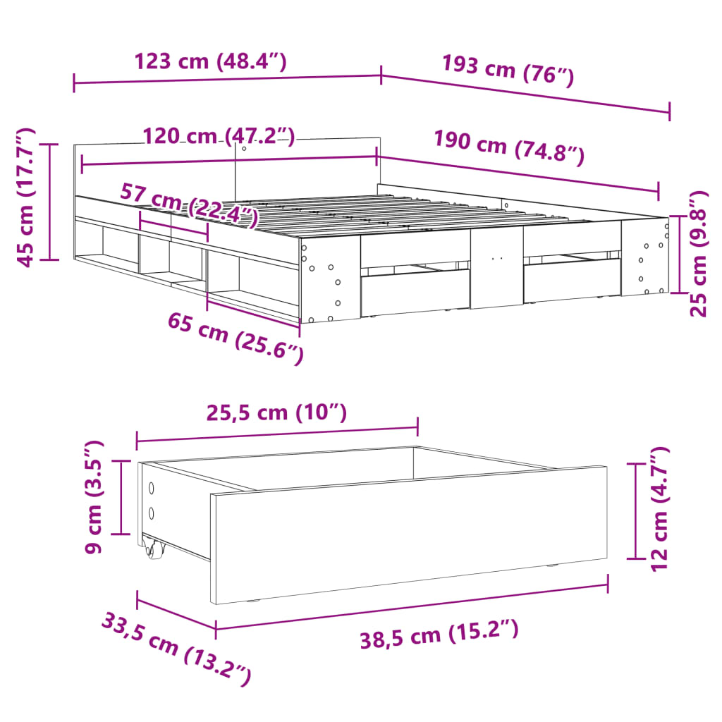 Bed Frame With Drawers Without Mattress Small Double