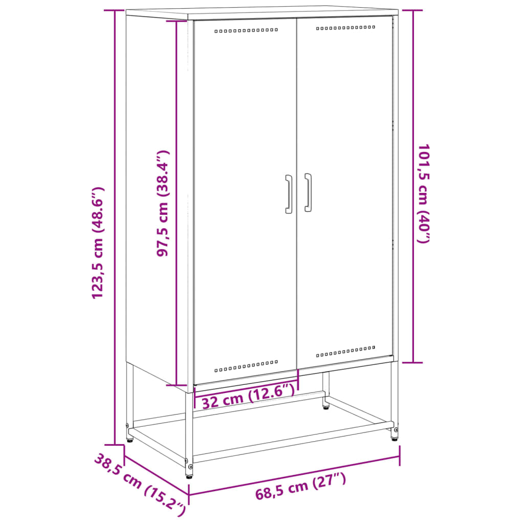 Highboard Olive 68.5X38.5X123.5 Cm Steel