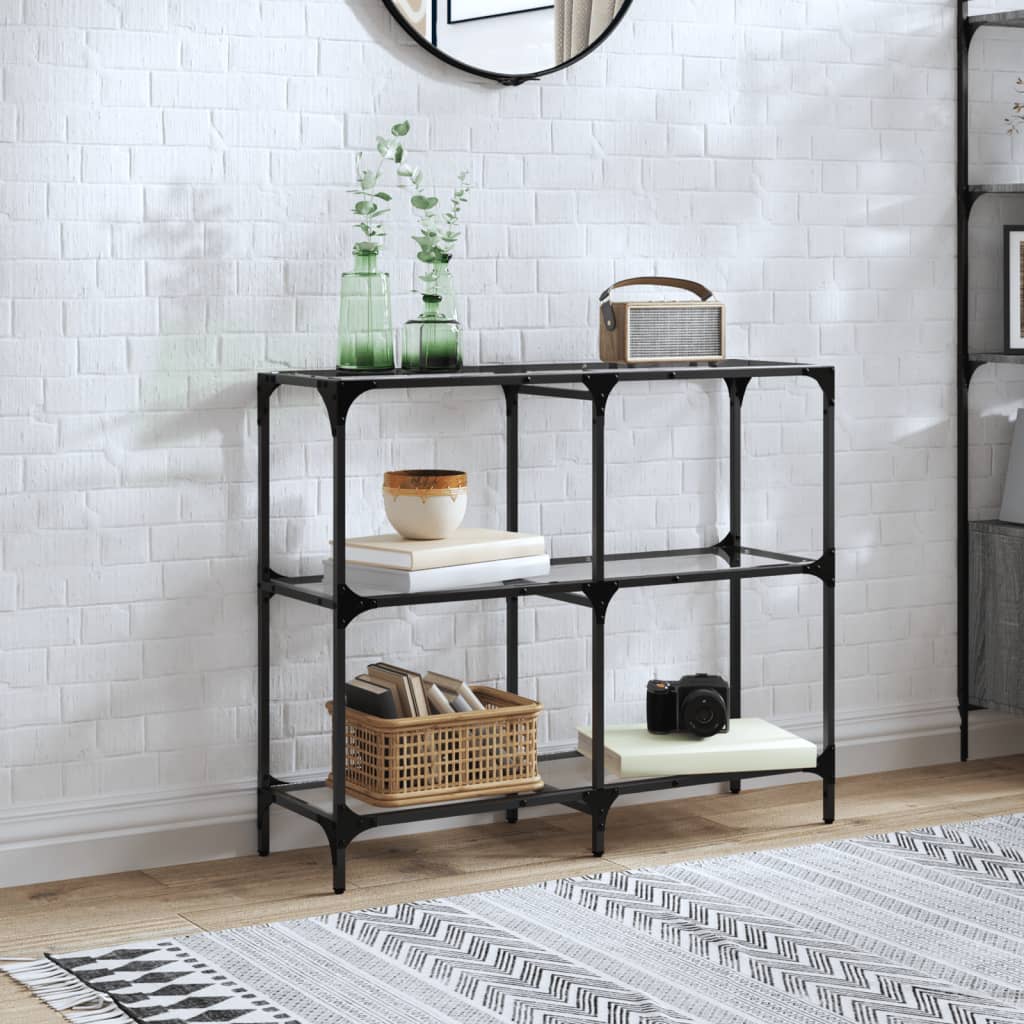 Console Table With Glass Top Steel