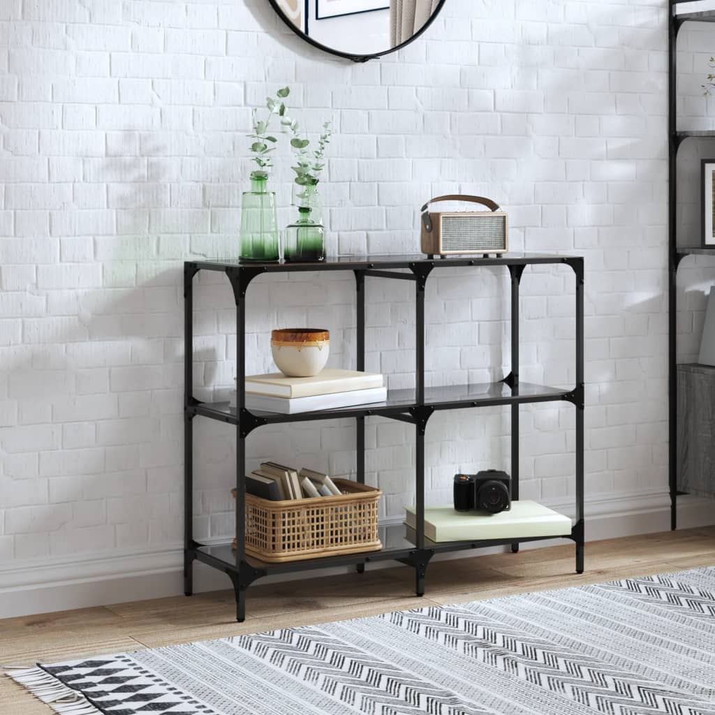 Console Table With Glass Top Steel