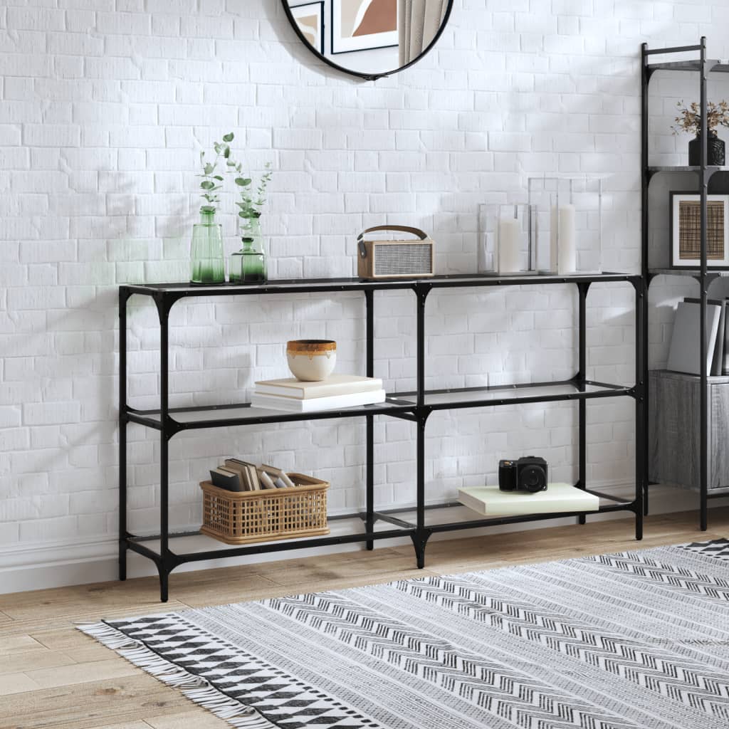 Console Table With Glass Top Steel