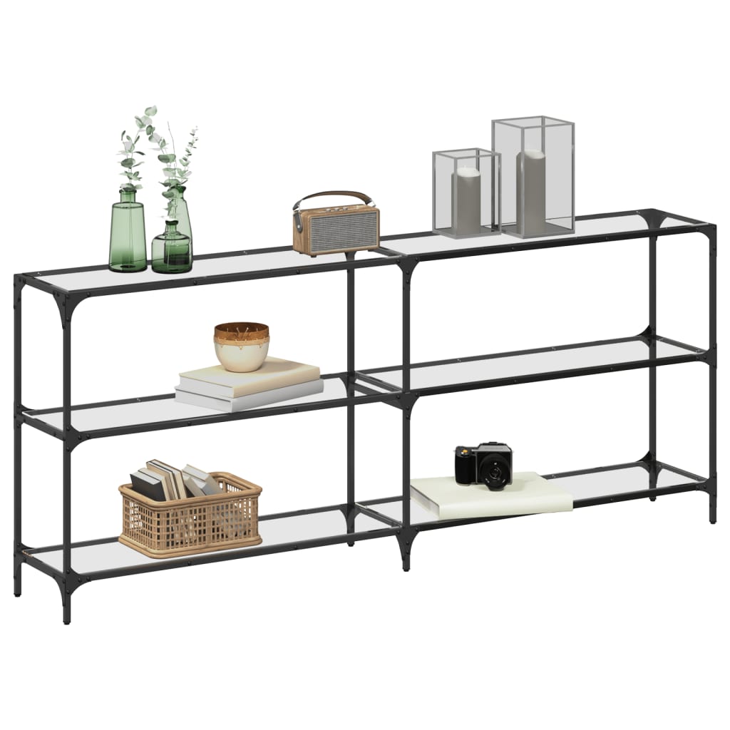 Console Table With Glass Top Steel