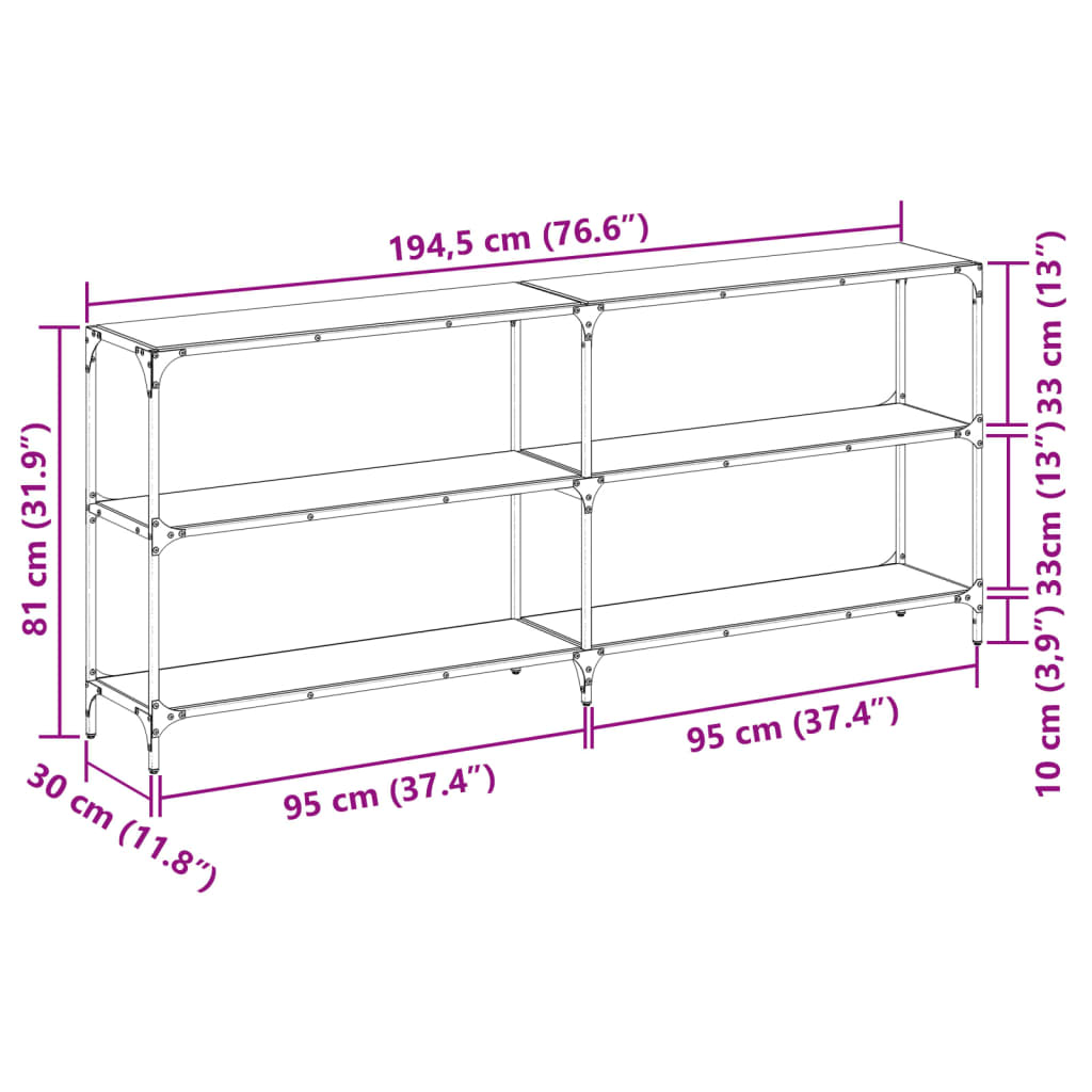 Console Table With Glass Top Steel