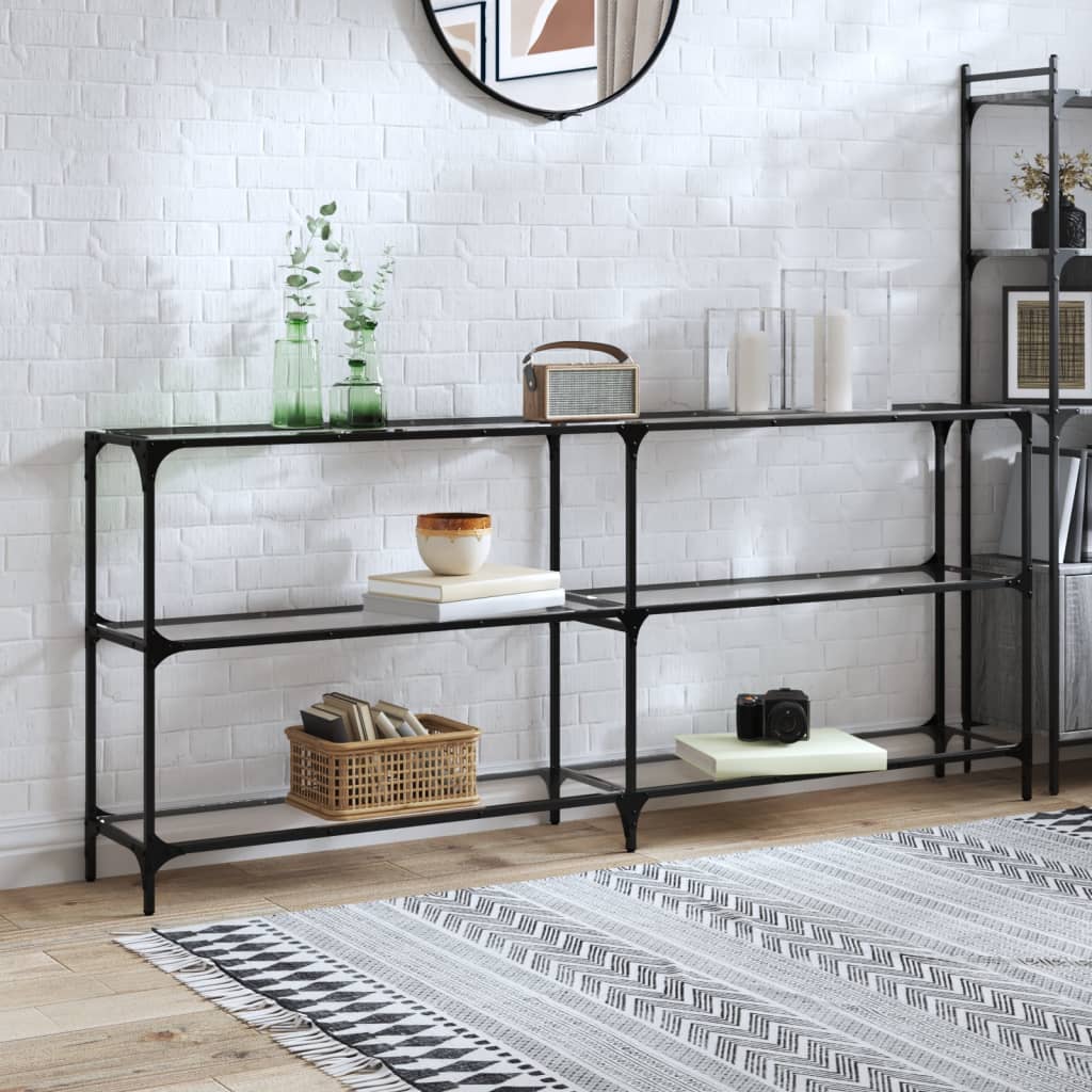 Console Table With Glass Top Steel