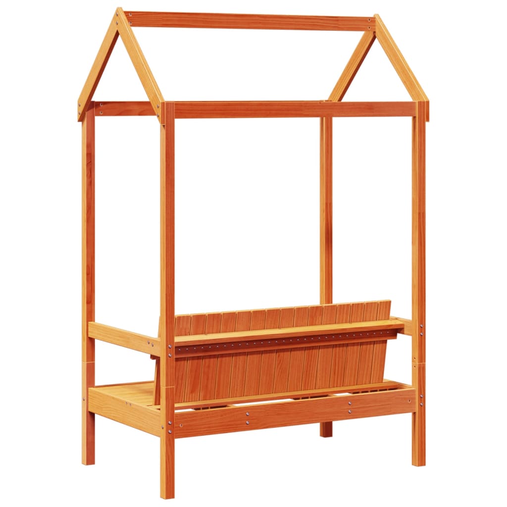 Bench With Roof 117.5X70X176.5 Cm Solid Wood Pine