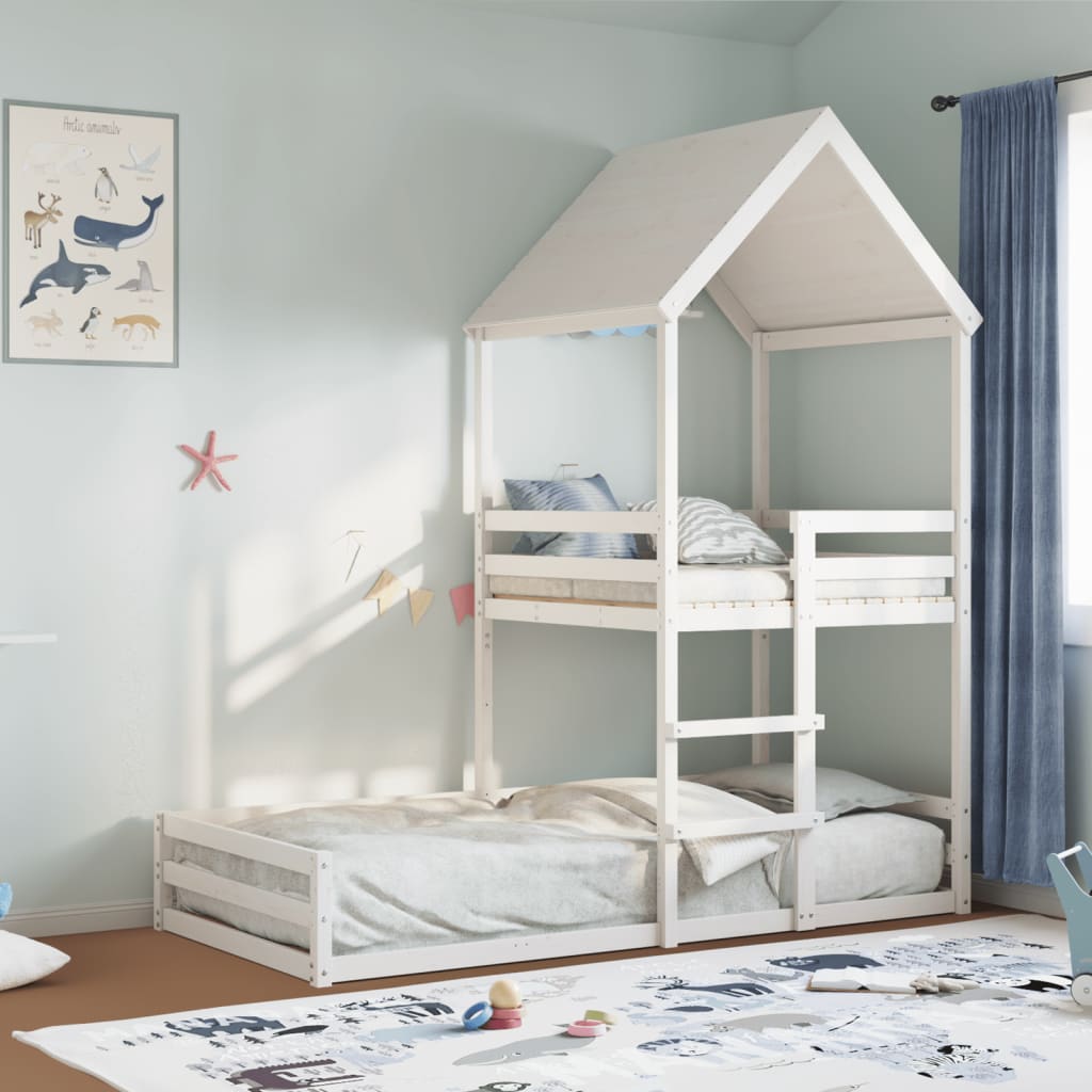 Bunk Bed With Roof Solid Wood Pine