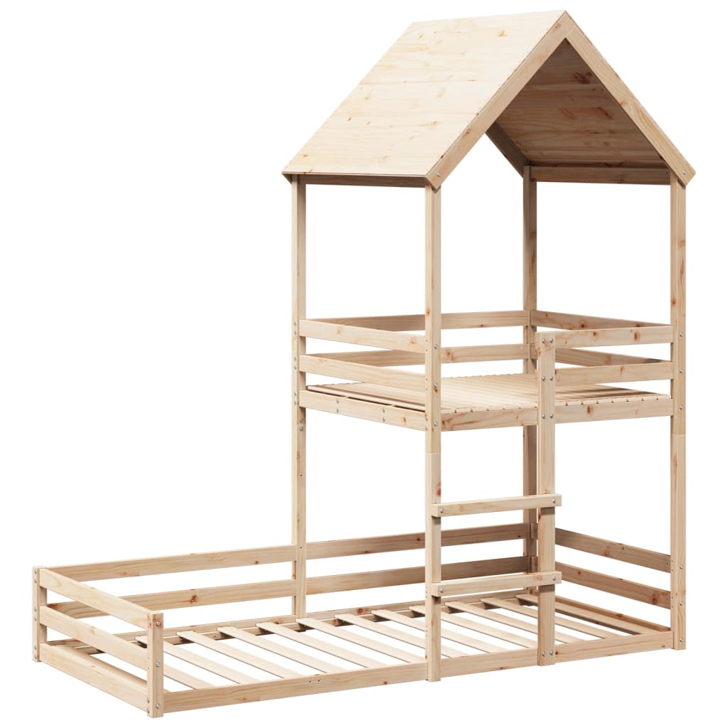 Bunk Bed With Roof Solid Wood Pine