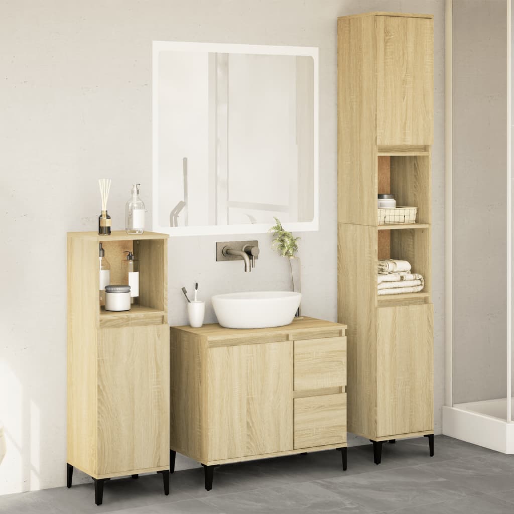 Bathroom Furniture Set With Door 3 Pcs Black 30 X 30 X 180 Cm