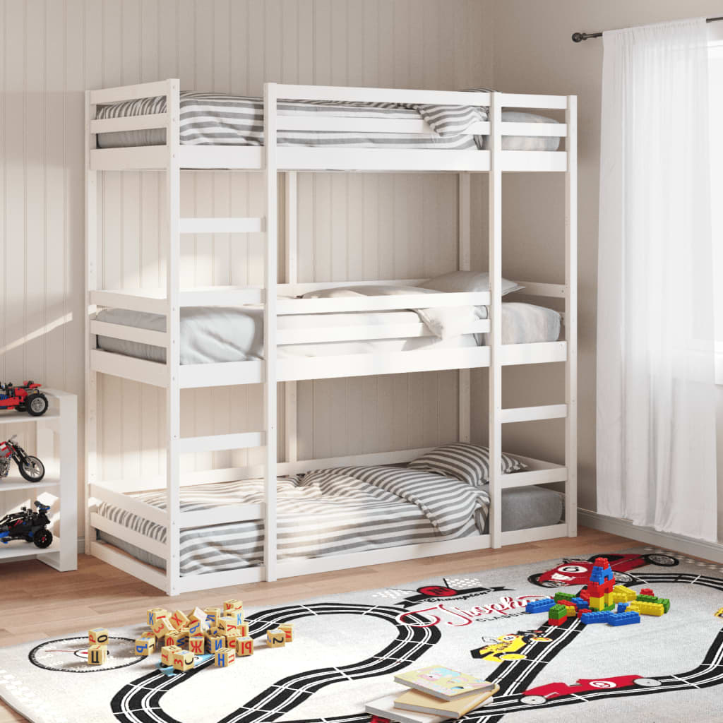 Triple Bunk Bed Without Mattress Small Single Solid Wood Pine