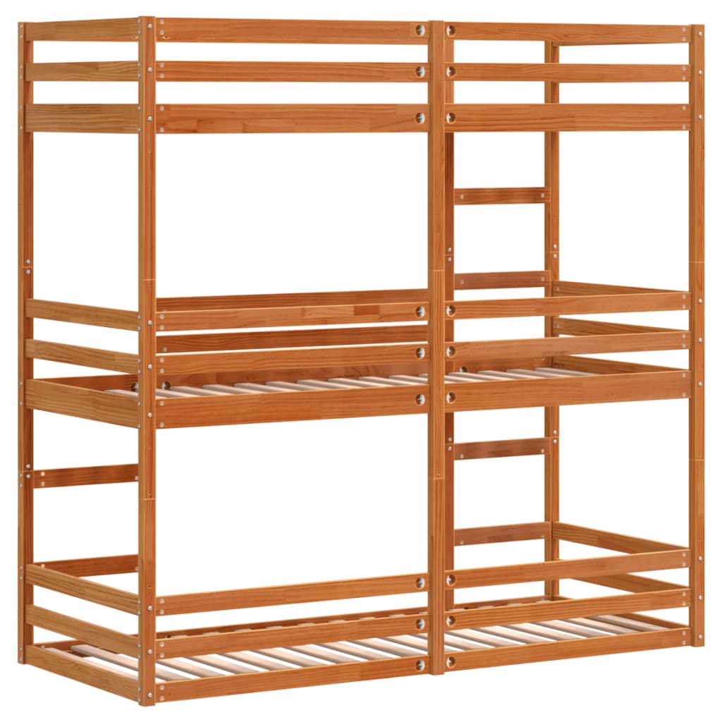 Triple Bunk Bed Without Mattress Small Single Solid Wood Pine