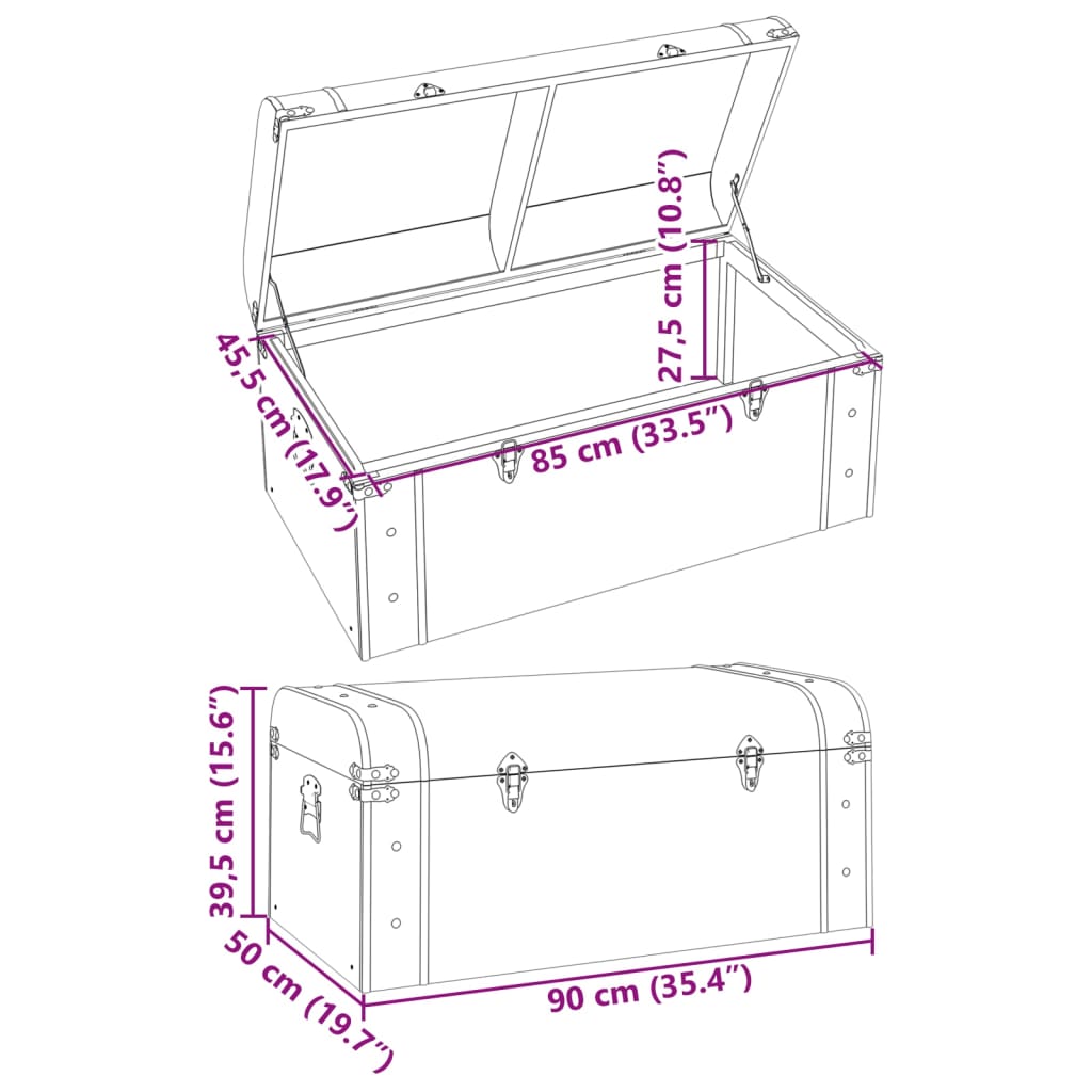 Treasure Chest With Latches Dark Brown Plywood
