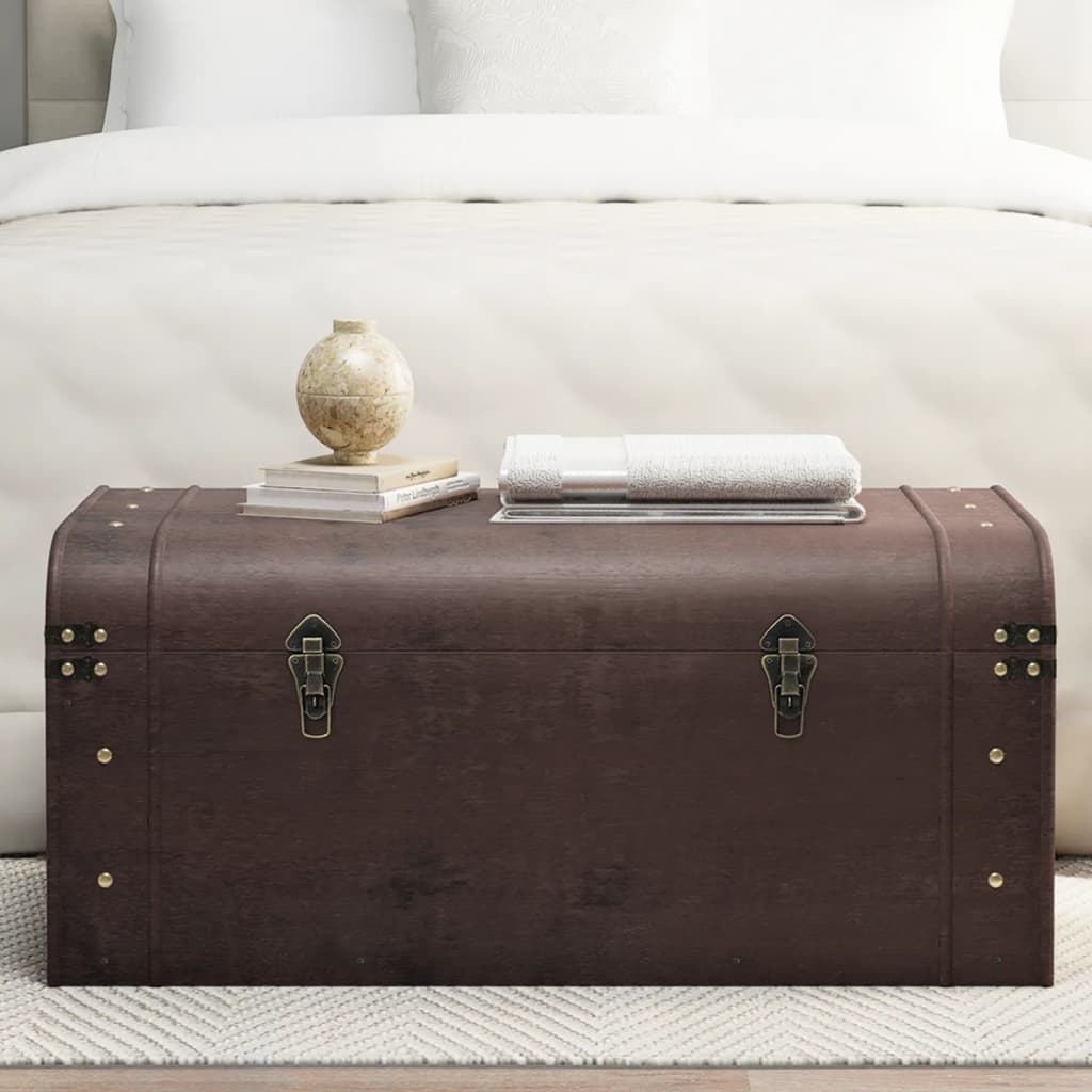 Treasure Chest With Latches Dark Brown Plywood