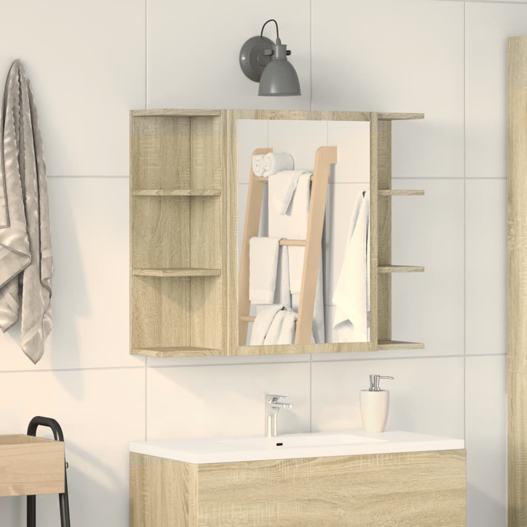 Bathroom Mirror Cabinet 80X20.5X64 Cm Engineered Wood