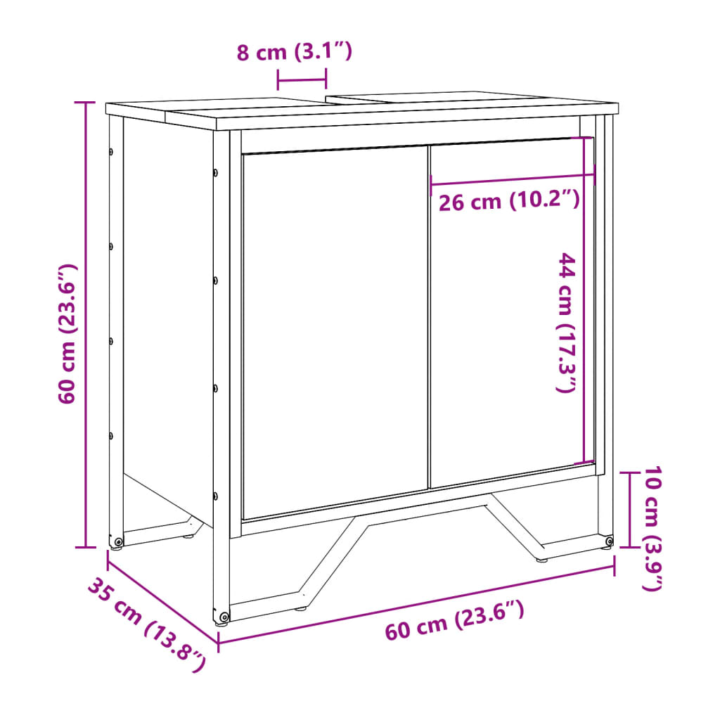 Bathroom Sink Cabinet 60X35X60 Cm Engineered Wood