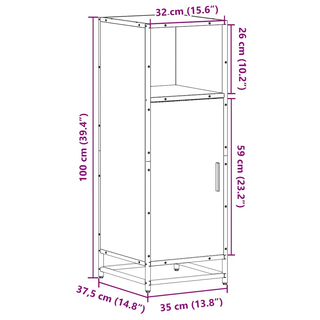 Bathroom Cabinet 35X37.5X100 Cm Engineered Wood