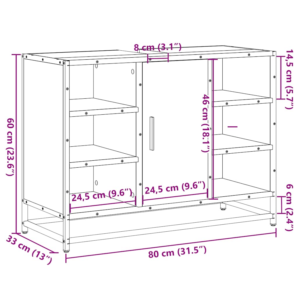 Bathroom Sink Cabinet 80X33X60 Cm Engineered Wood