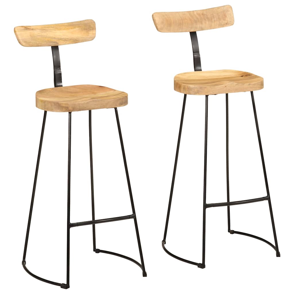 Bar Stools 2 Pcs Solid Wood Mango