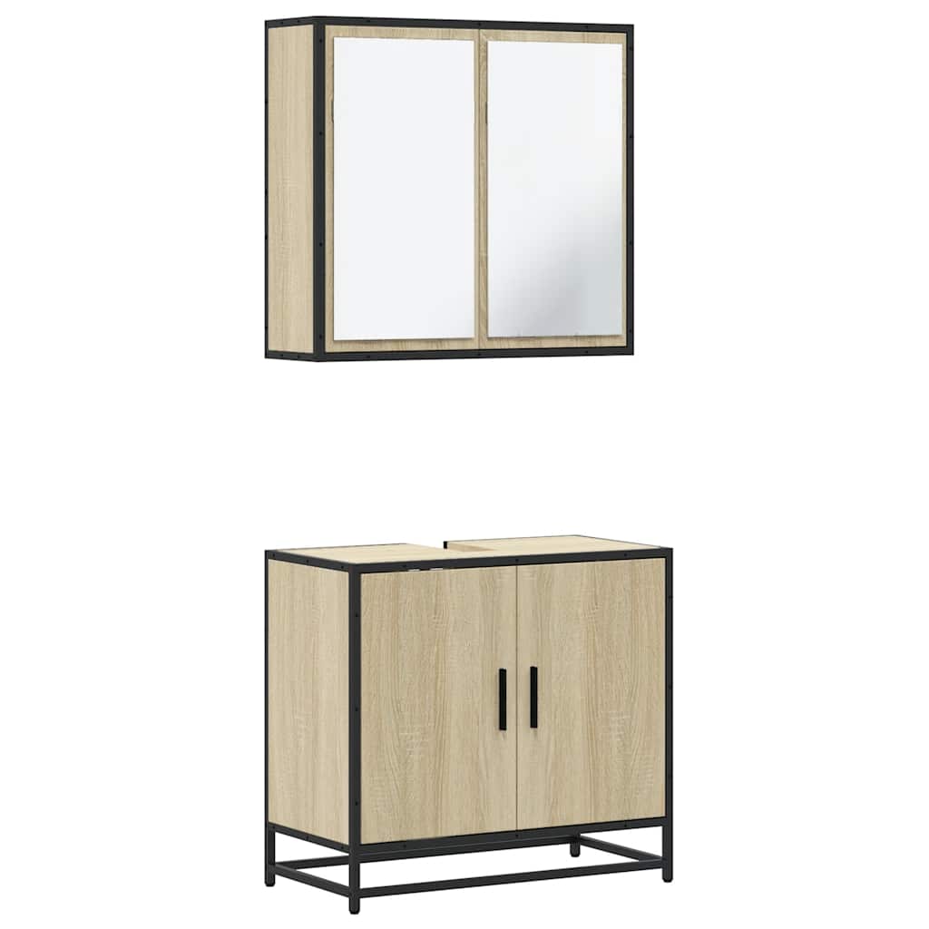 2 Piece Bathroom Furniture Set Engineered Wood