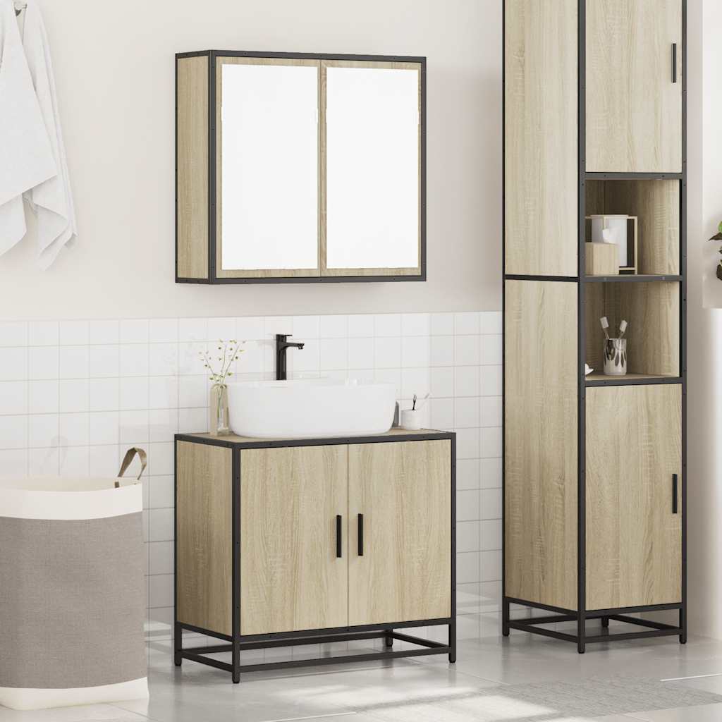 2 Piece Bathroom Furniture Set Engineered Wood