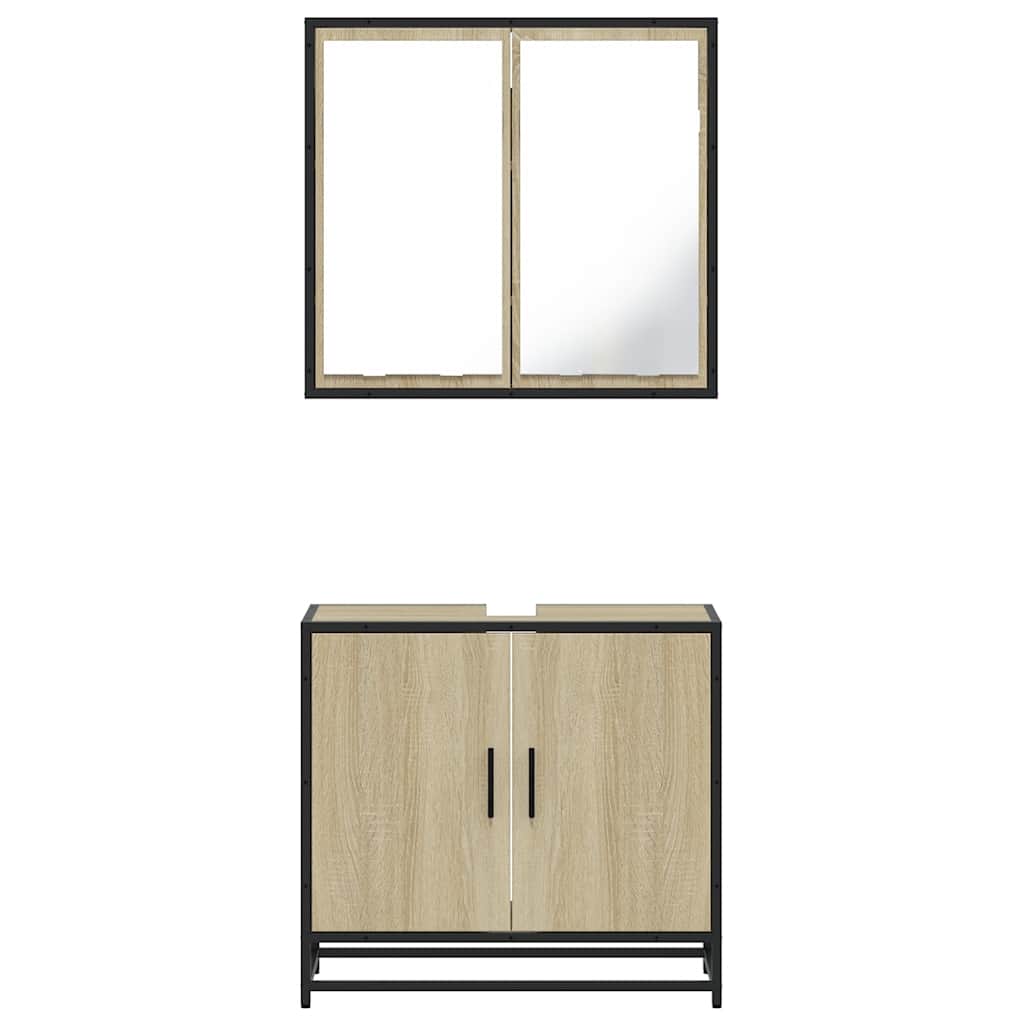 2 Piece Bathroom Furniture Set Engineered Wood