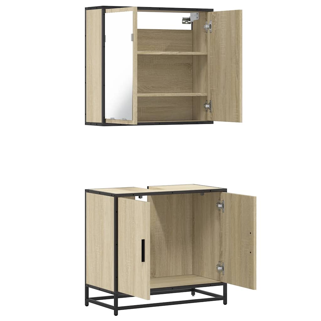 2 Piece Bathroom Furniture Set Engineered Wood
