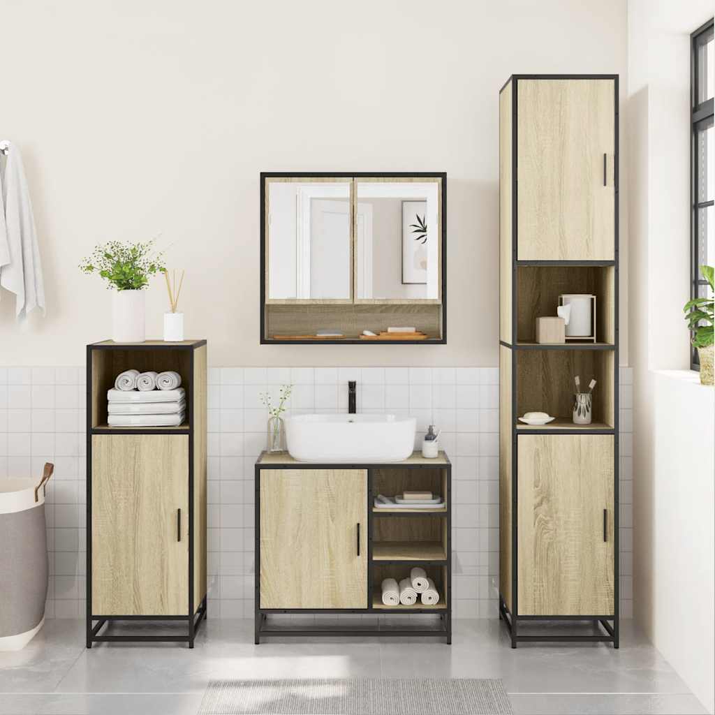 2 Piece Bathroom Furniture Set Engineered Wood