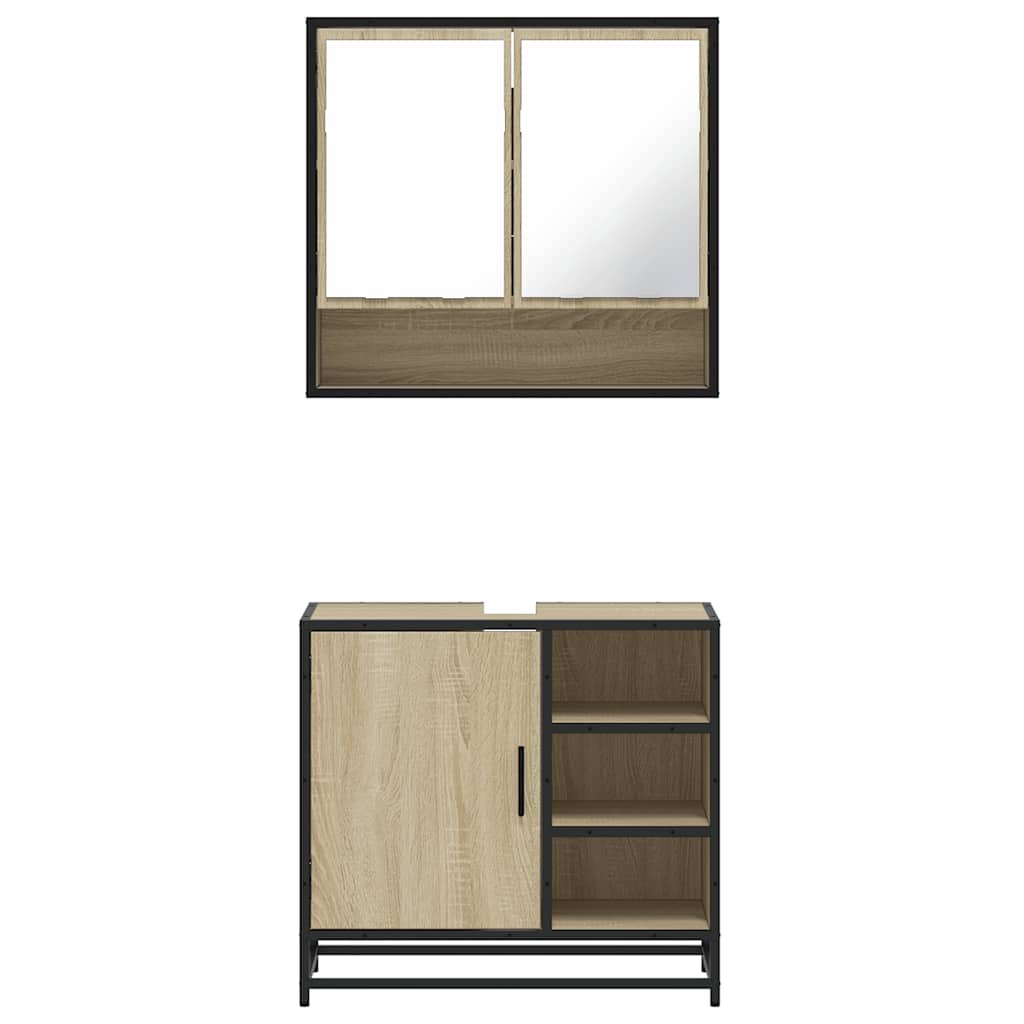 2 Piece Bathroom Furniture Set Engineered Wood