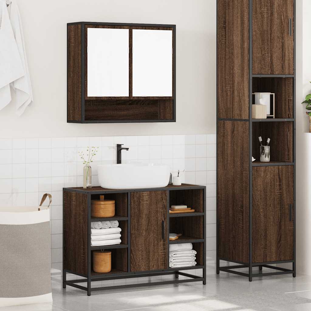 2 Piece Bathroom Furniture Set Engineered Wood