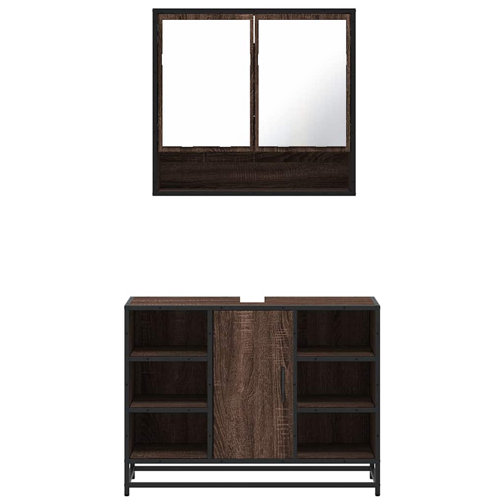 2 Piece Bathroom Furniture Set Engineered Wood