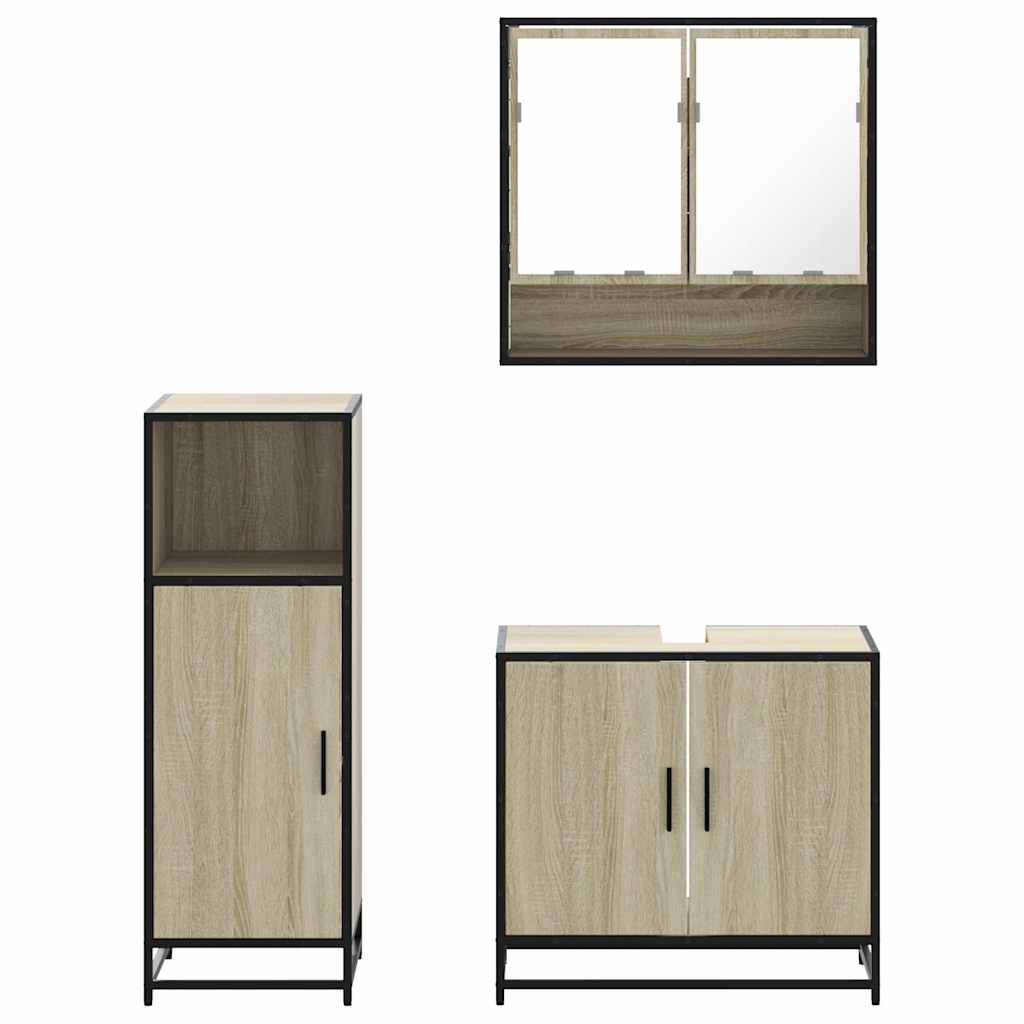 3 Piece Bathroom Furniture Set Engineered Wood